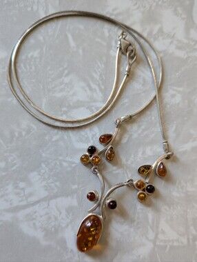 925 Sterling Silver & Baltic Amber Necklace